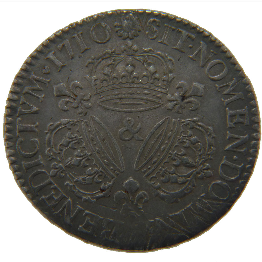 FRANCE, 1/2 Ecu, 1710, Aix, AU(50-53), Silver, Gadoury #199, 15.10