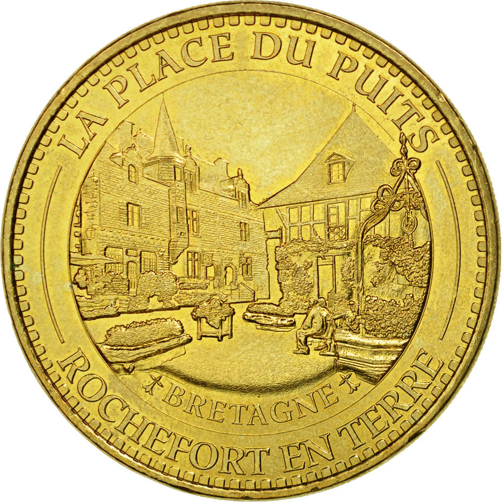 France, Jeton, Jeton Touristique, Rochefort-en-Terre - Place du puits Bretagne