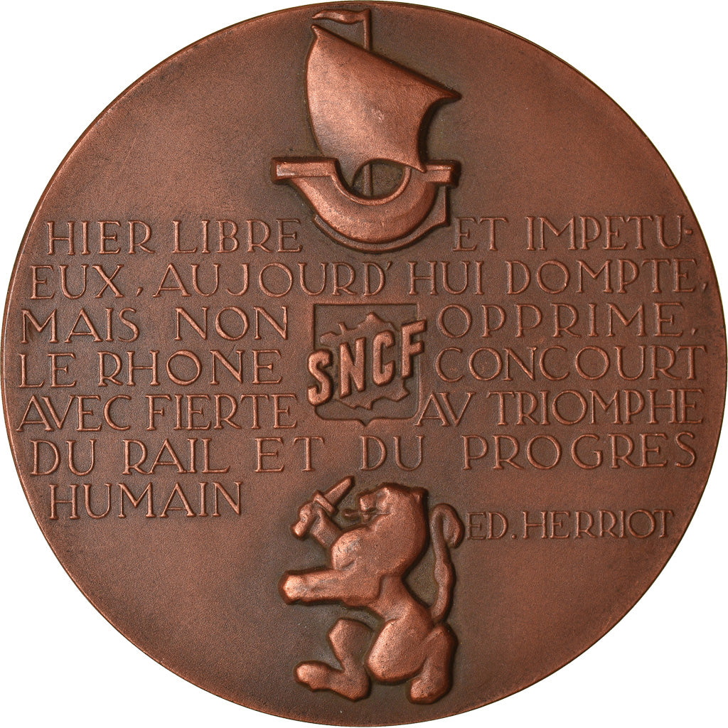 France, Medal, S.N.C.F, Electrification Paris-Lyon, Railway, 1952, Marcel