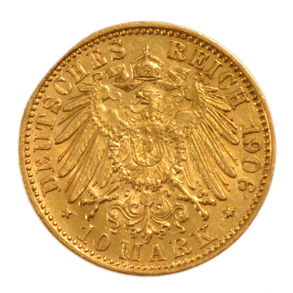 Germany, 10 Mark, 1906, Munich, KM #514, AU(50-53), Gold, 3.90