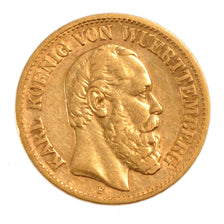 GERMAN STATES, 10 Mark, 1876, Freudenstadt, KM #624, EF(40-45), Gold, 3.90