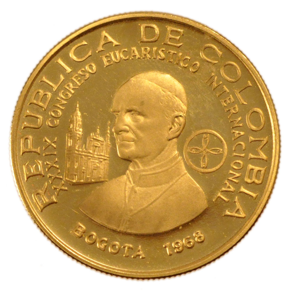 COLOMBIA, 200 Pesos, 1968, KM #232, MS(60-62), Gold, 8.70