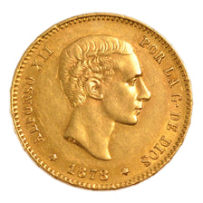 Spain, 25 Pesetas, 1878, Madrid, KM #Y 78, AU(50-53), Gold, 8.10