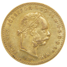 Hungary, 10 Francs, 1887, KM #466, AU(55-58), Gold, 3.20
