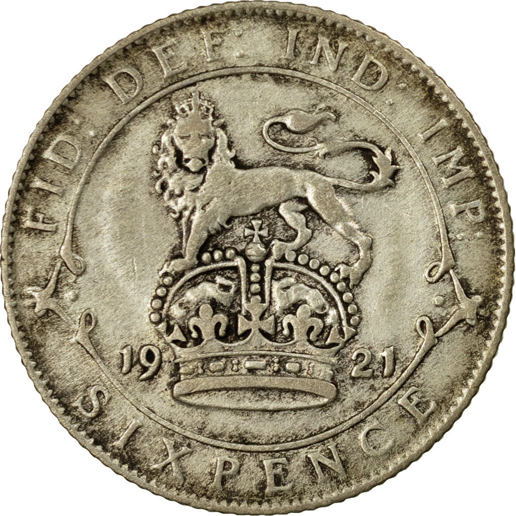 Coin, Great Britain, George V, 6 Pence, 1921, EF(40-45), Silver, KM:815a.1