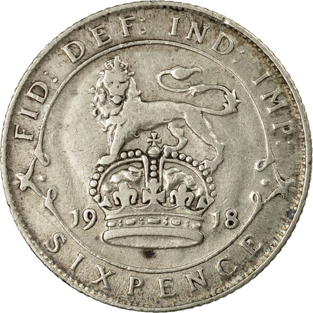 Coin, Great Britain, George V, 6 Pence, 1918, EF(40-45), Silver, KM:815