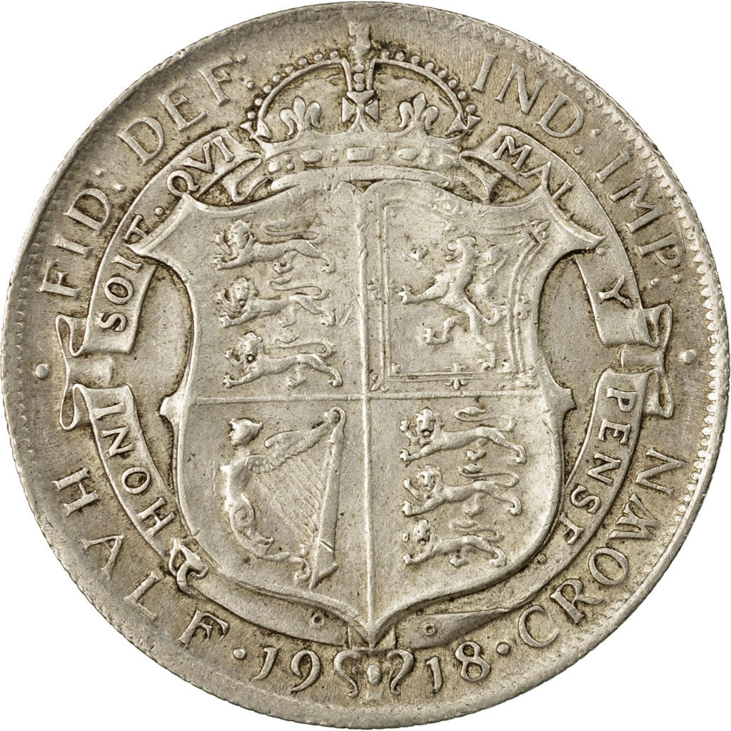 Coin, Great Britain, George V, 1/2 Crown, 1918, EF(40-45), Silver, KM:818.1