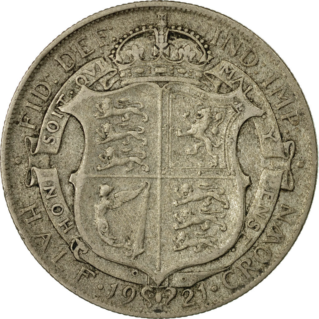 Coin, Great Britain, George V, 1/2 Crown, 1921, EF(40-45), Silver, KM:818.1a