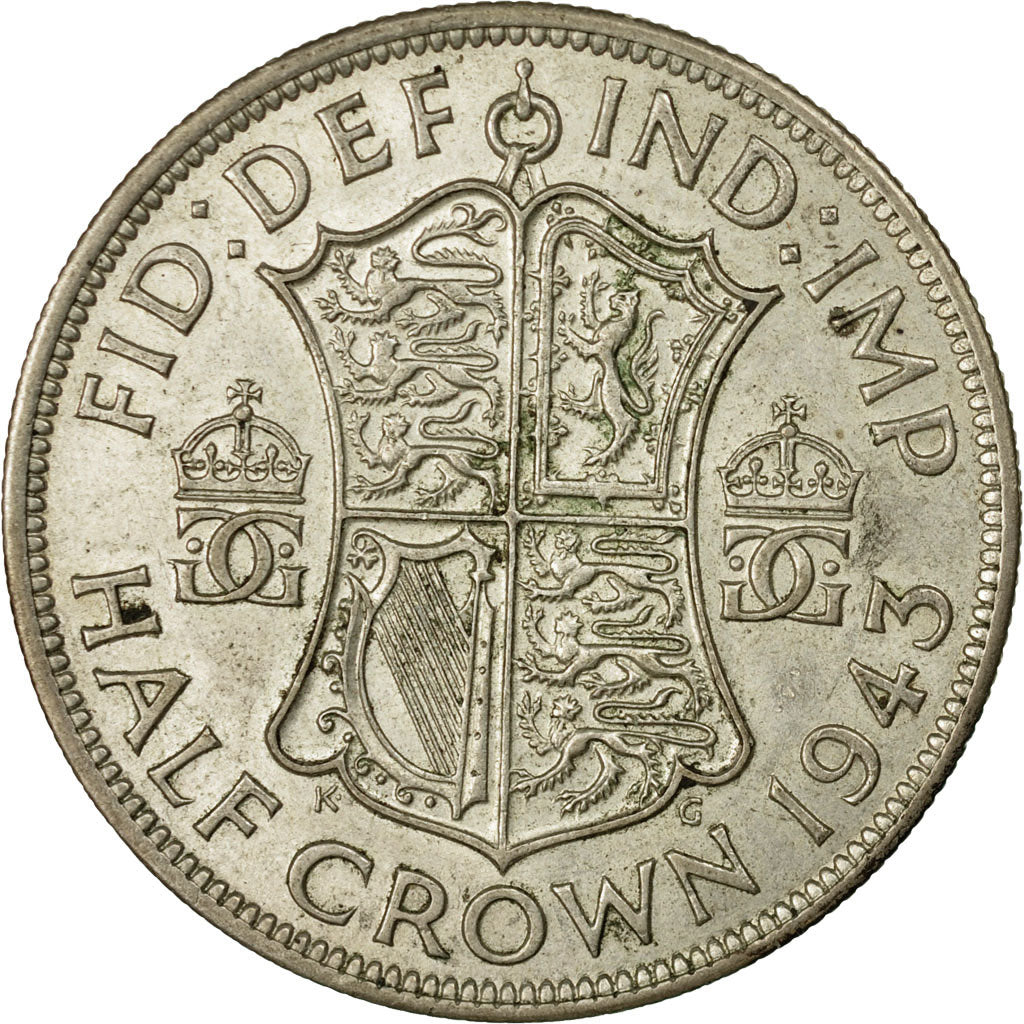 Coin, Great Britain, George VI, 1/2 Crown, 1943, AU(55-58), Silver, KM:856