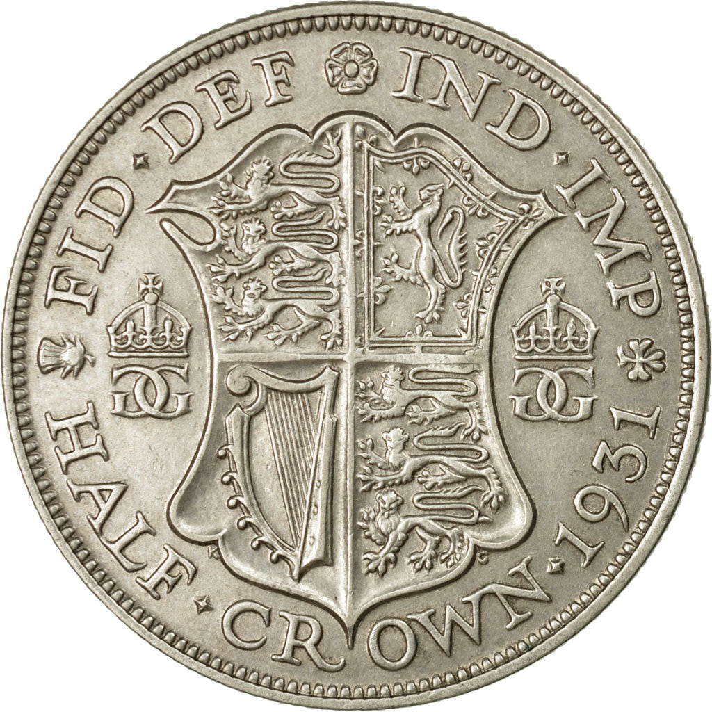 Coin, Great Britain, George V, 1/2 Crown, 1931, AU(55-58), Silver, KM:835