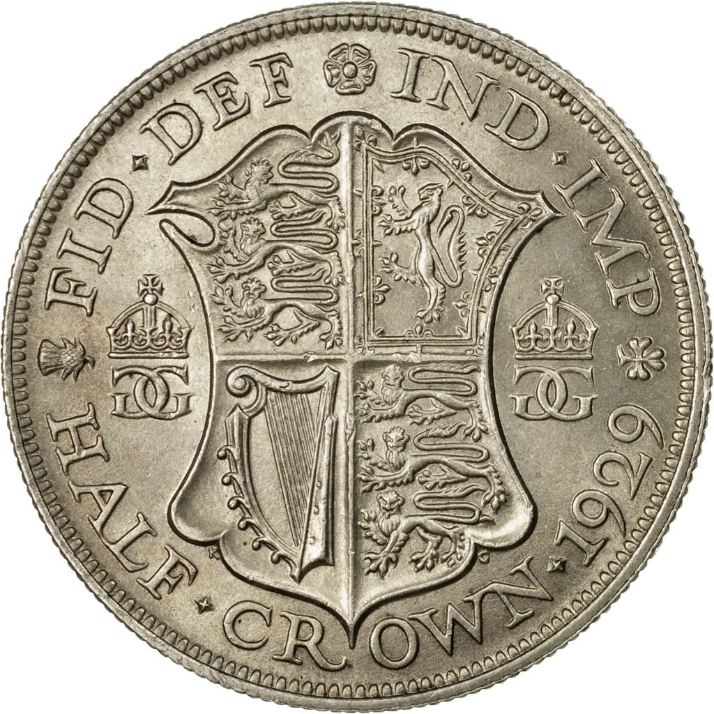 Coin, Great Britain, George V, 1/2 Crown, 1929, AU(55-58), Silver, KM:835