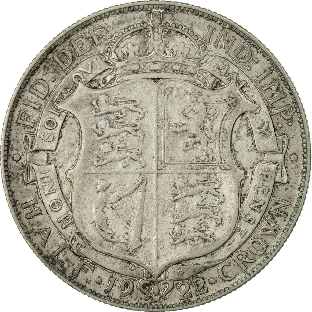 Coin, Great Britain, George V, 1/2 Crown, 1922, VF(30-35), Silver, KM:818.1a