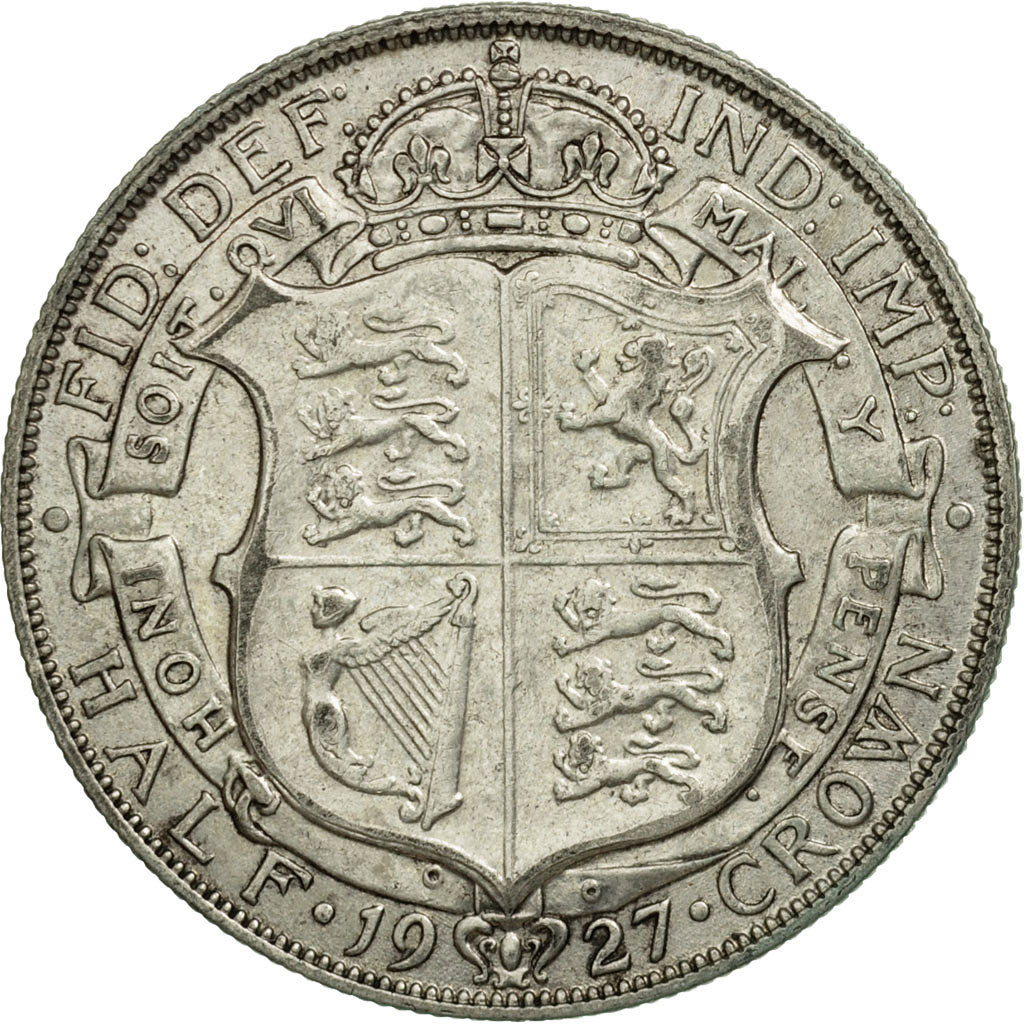 Coin, Great Britain, George V, 1/2 Crown, 1927, AU(55-58), Silver, KM:830