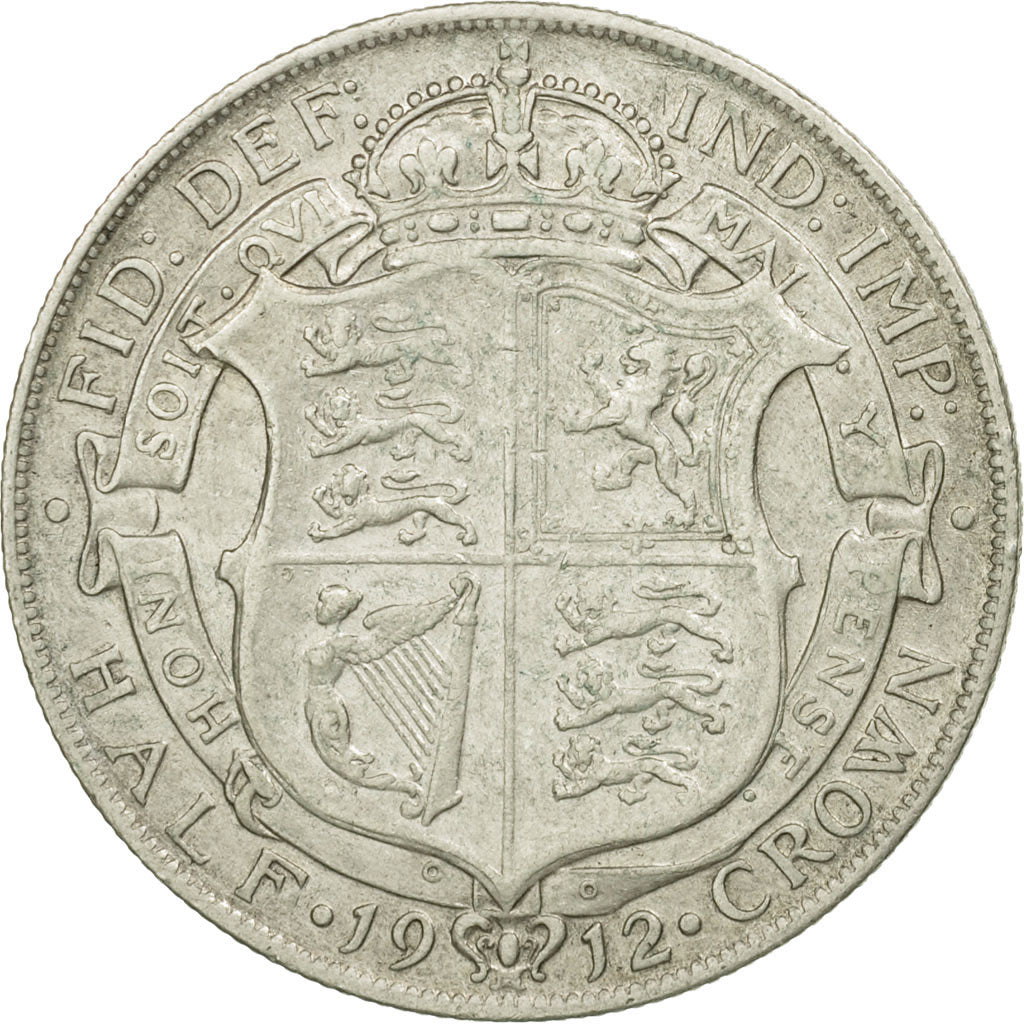 Coin, Great Britain, George V, 1/2 Crown, 1912, EF(40-45), Silver, KM:818.1