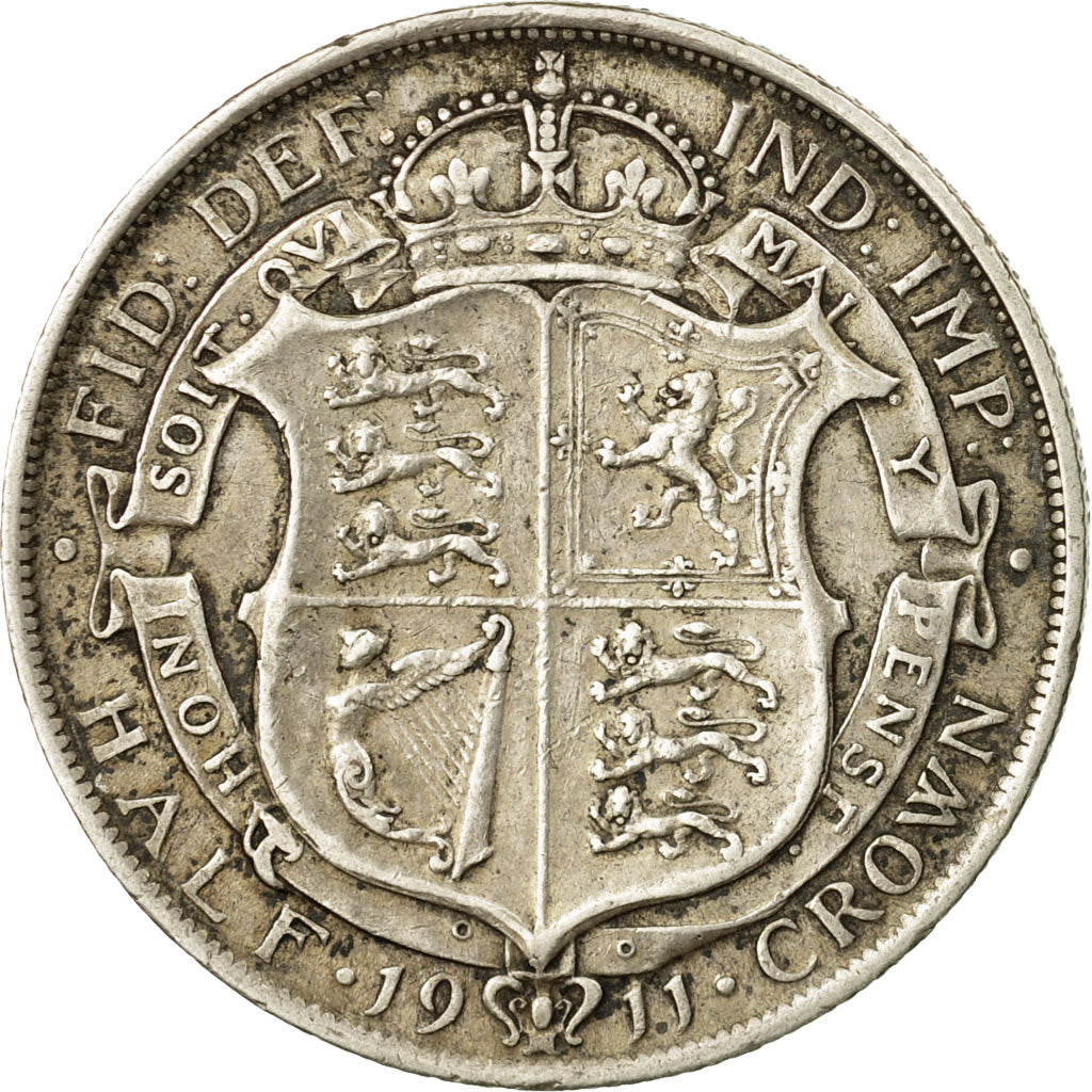 Coin, Great Britain, George V, 1/2 Crown, 1911, EF(40-45), Silver, KM:818.1