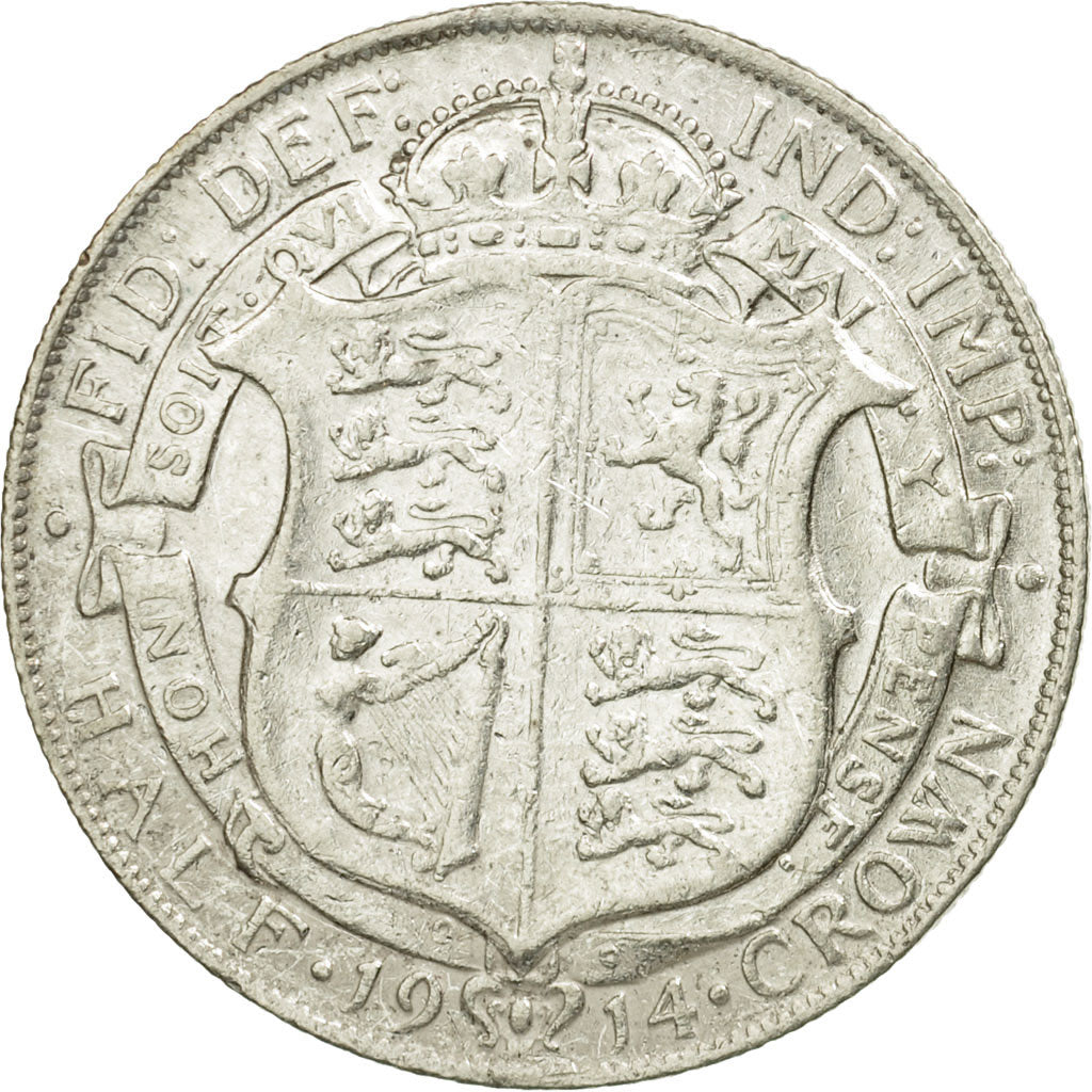 Coin, Great Britain, George V, 1/2 Crown, 1914, EF(40-45), Silver, KM:818.1