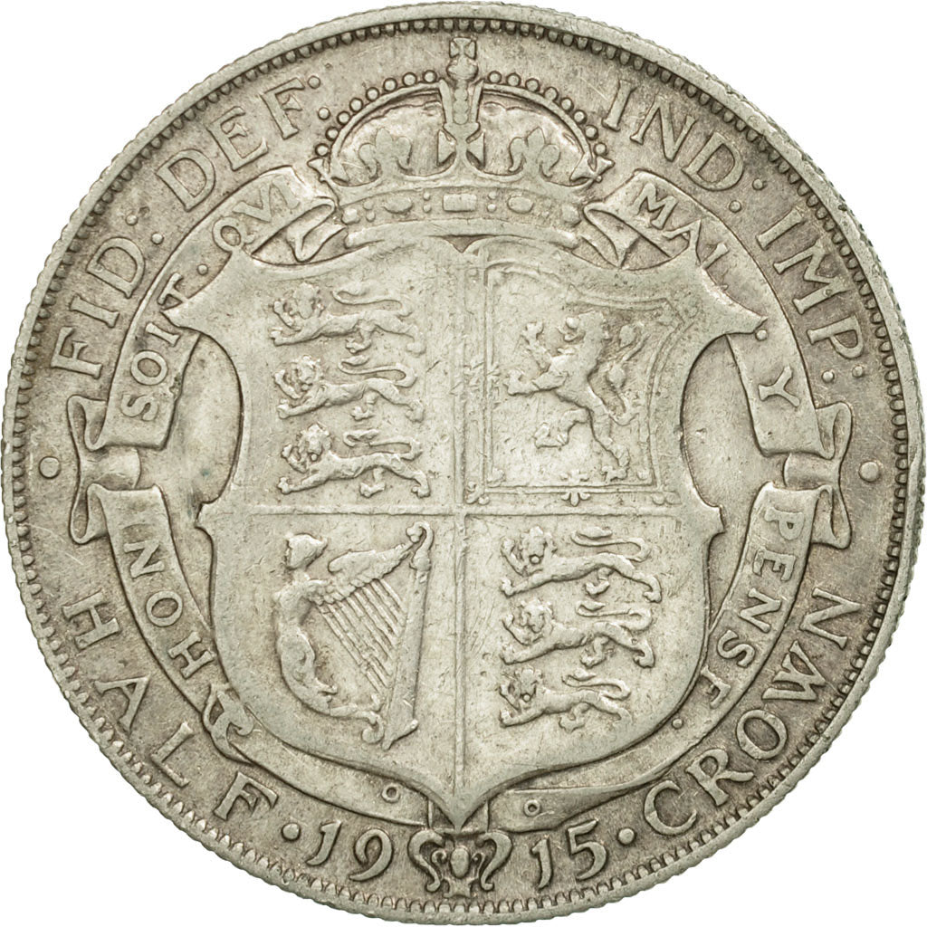 Coin, Great Britain, George V, 1/2 Crown, 1915, VF(30-35), Silver, KM:818.1
