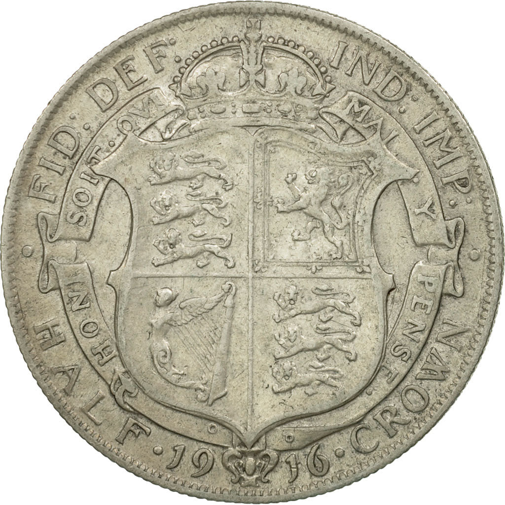 Coin, Great Britain, George V, 1/2 Crown, 1916, EF(40-45), Silver, KM:818.1
