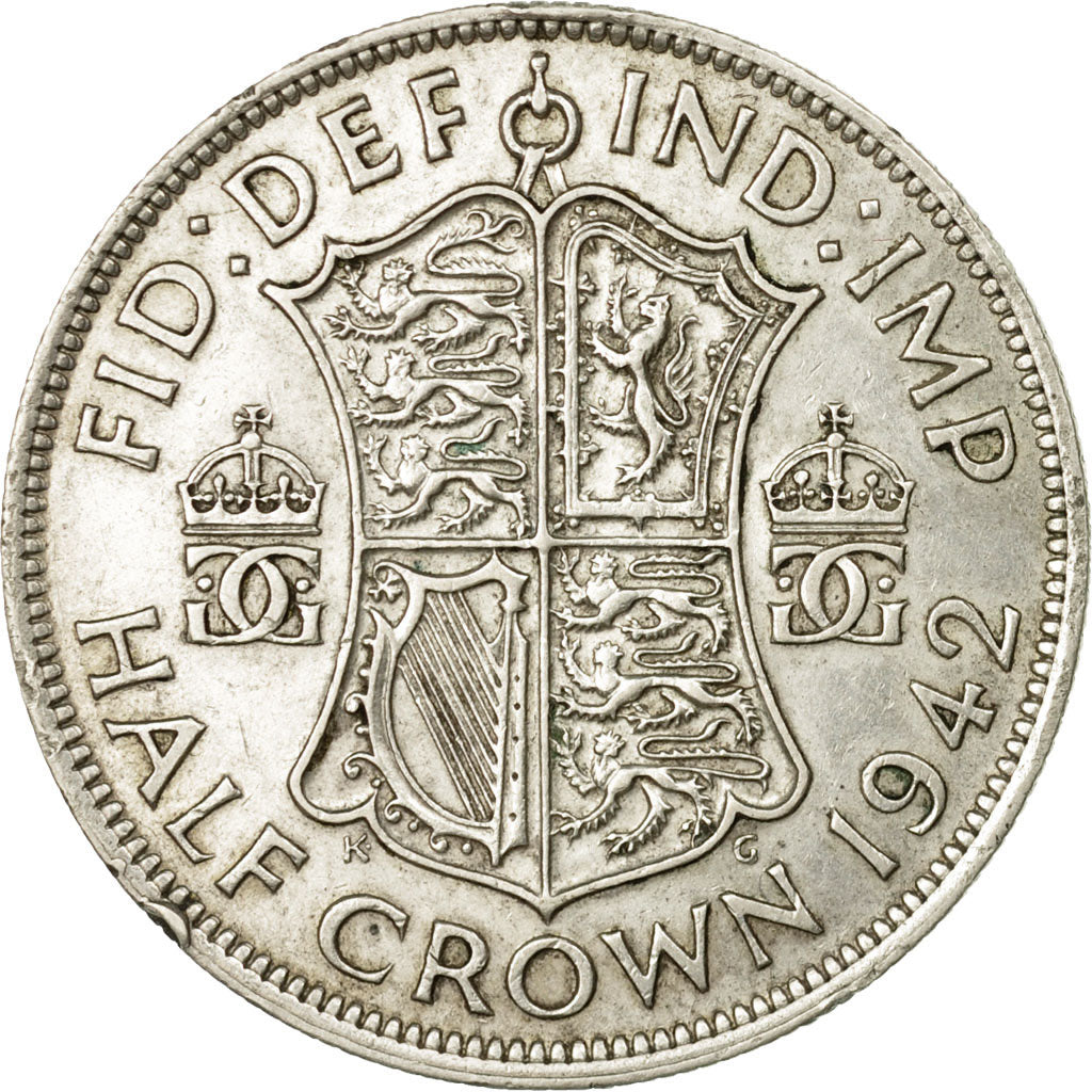 Coin, Great Britain, George VI, 1/2 Crown, 1942, AU(55-58), Silver, KM:856