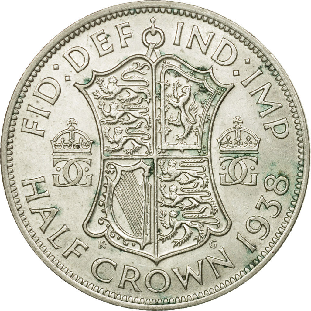 Coin, Great Britain, George VI, 1/2 Crown, 1938, EF(40-45), Silver, KM:856
