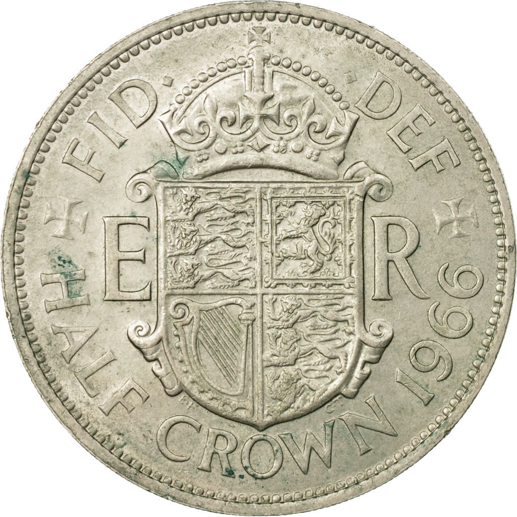Coin, Great Britain, Elizabeth II, 1/2 Crown, 1966, VF(30-35), Copper-nickel