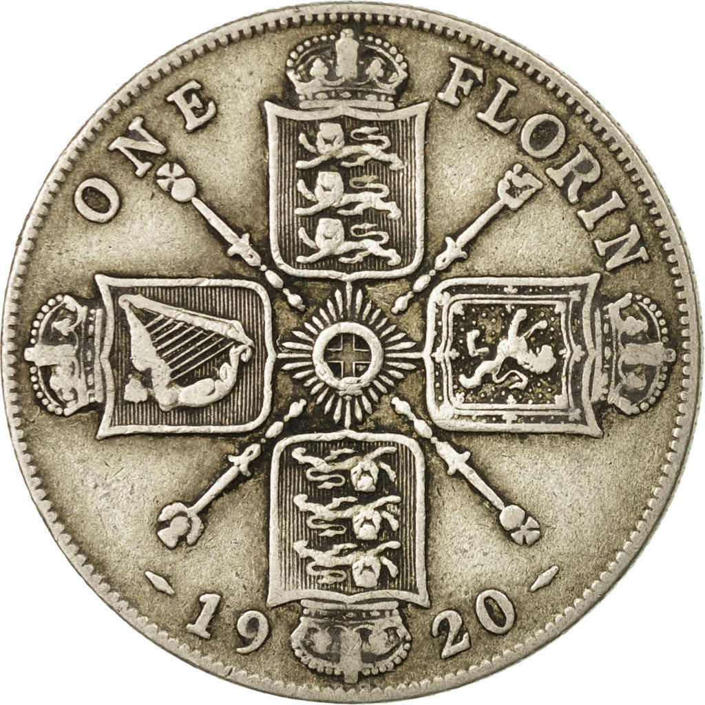 Monnaie, Grande-Bretagne, George V, Florin, Two Shillings, 1920, TTB, Argent