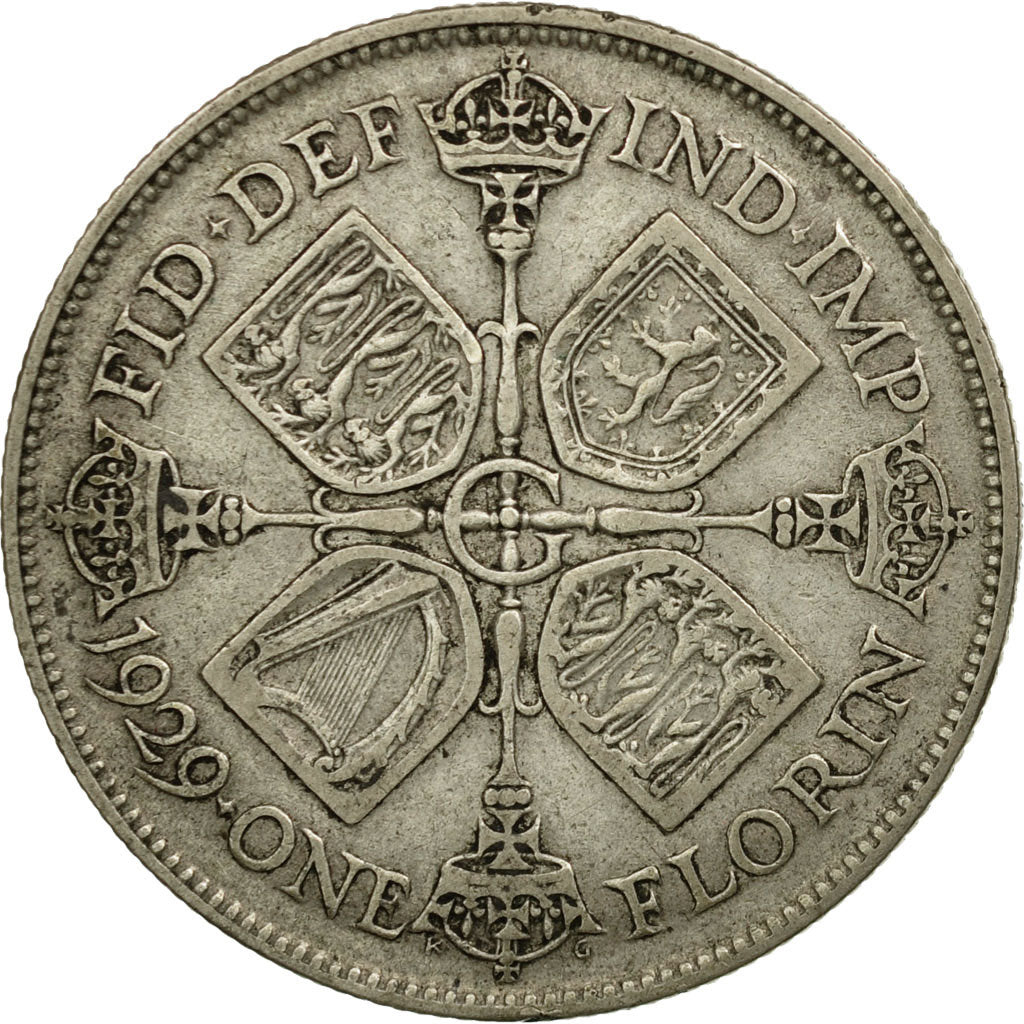 Coin, Great Britain, George V, Florin, Two Shillings, 1929, EF(40-45), Silver