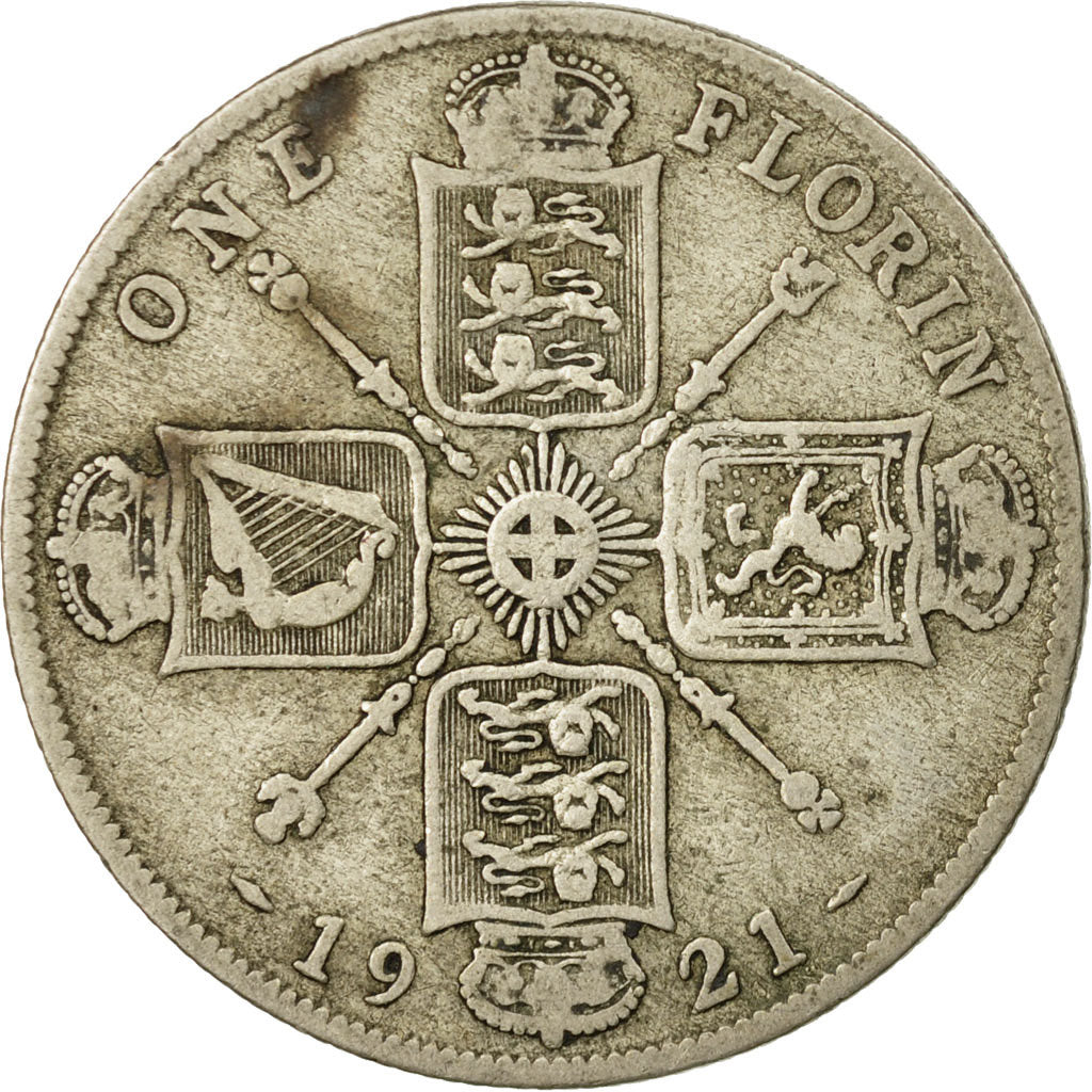 Coin, Great Britain, George V, Florin, Two Shillings, 1921, EF(40-45), Silver