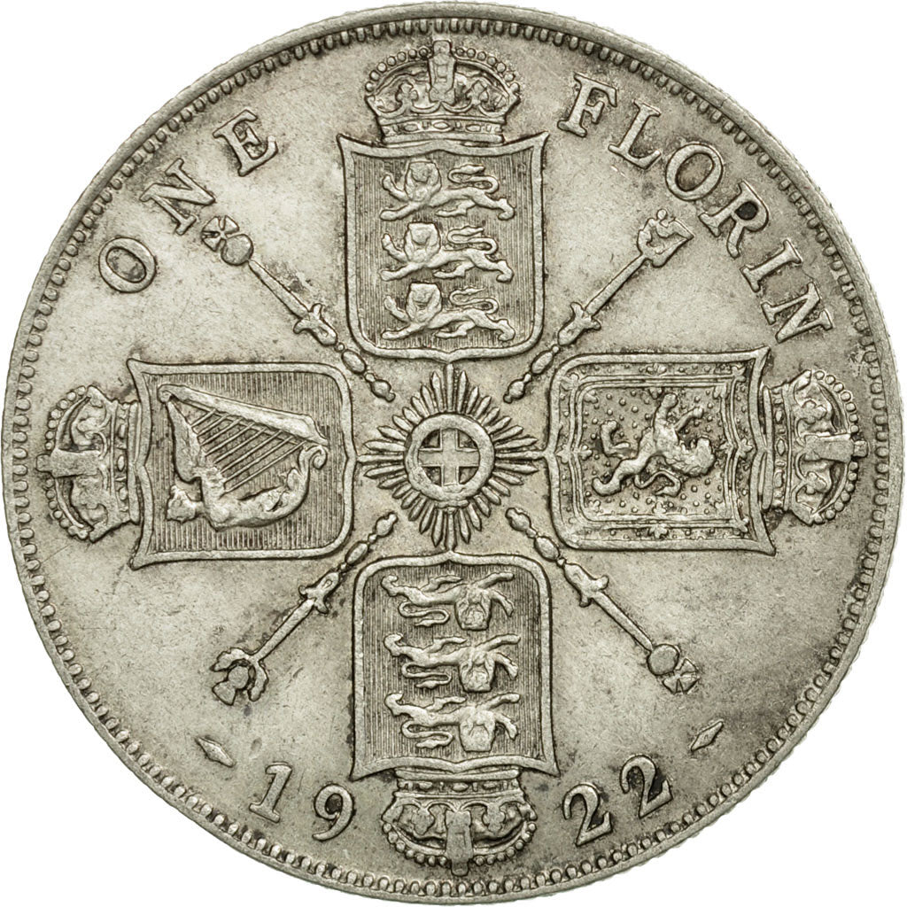 Coin, Great Britain, George V, Florin, Two Shillings, 1922, EF(40-45), Silver