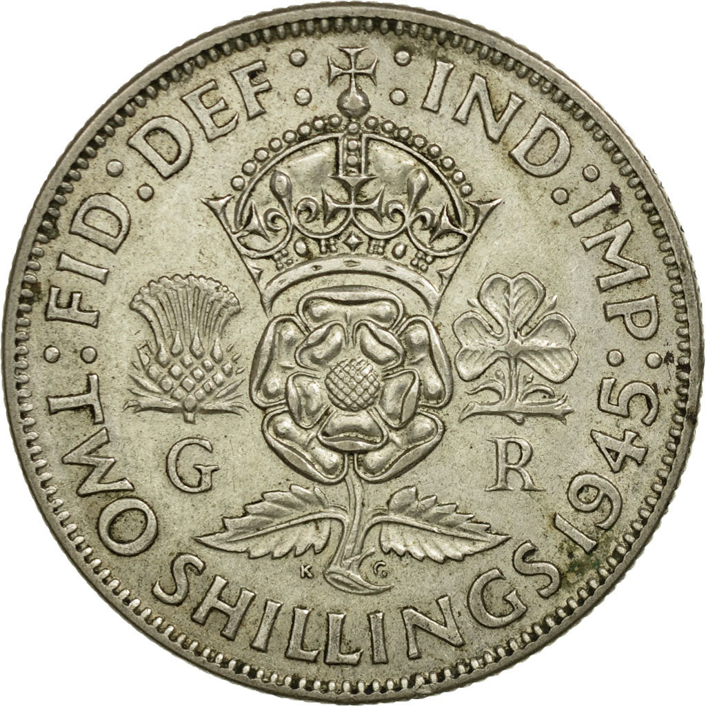 Coin, Great Britain, George VI, Florin, Two Shillings, 1945, EF(40-45), Silver