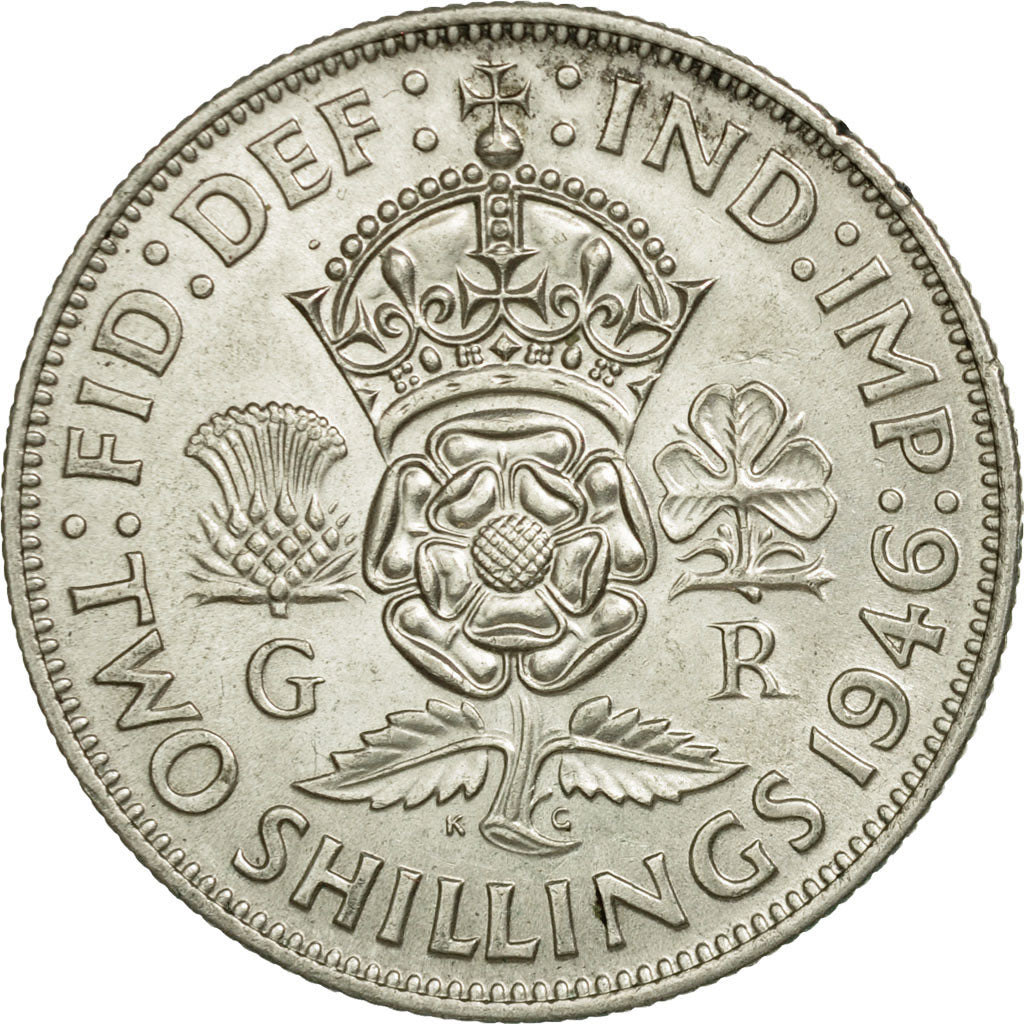 Coin, Great Britain, George VI, Florin, Two Shillings, 1946, AU(55-58), Silver