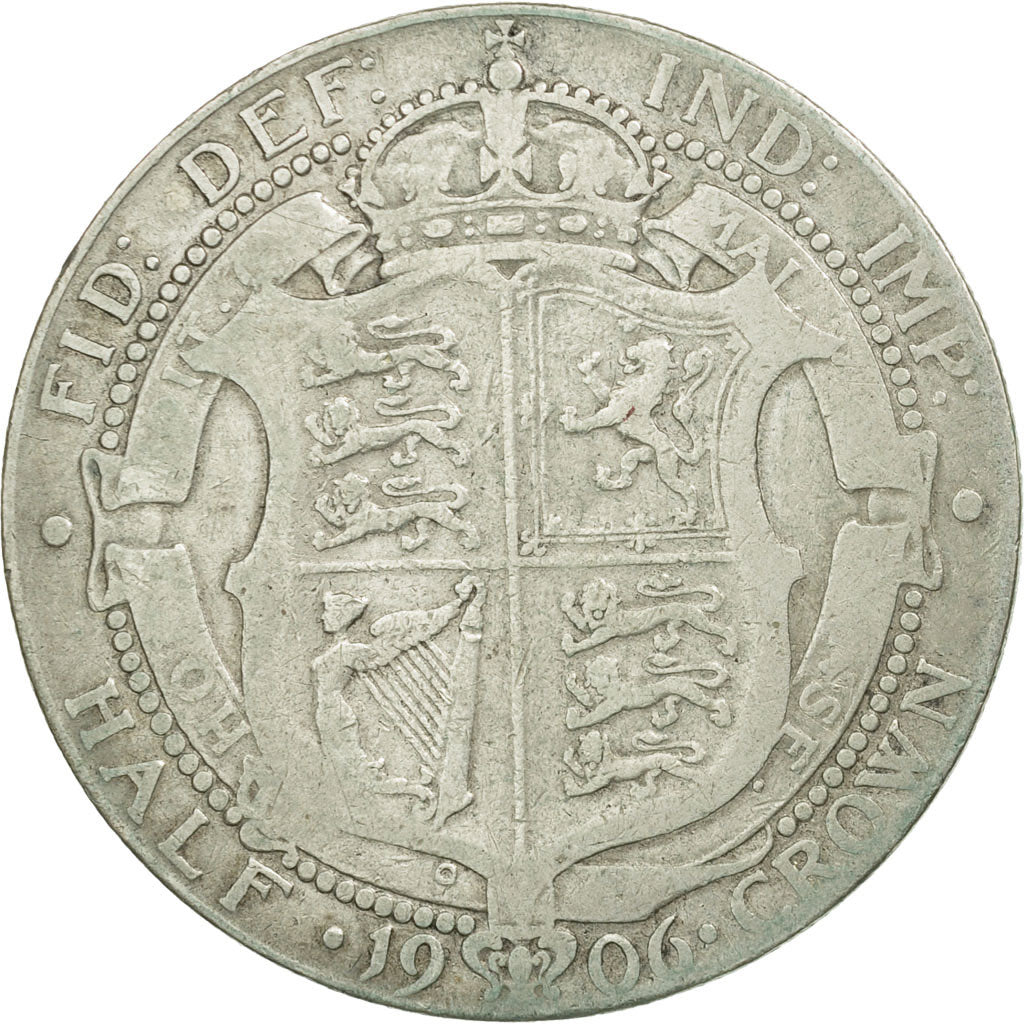 Coin, Great Britain, Edward VII, 1/2 Crown, 1906, VF(20-25), Silver, KM:802