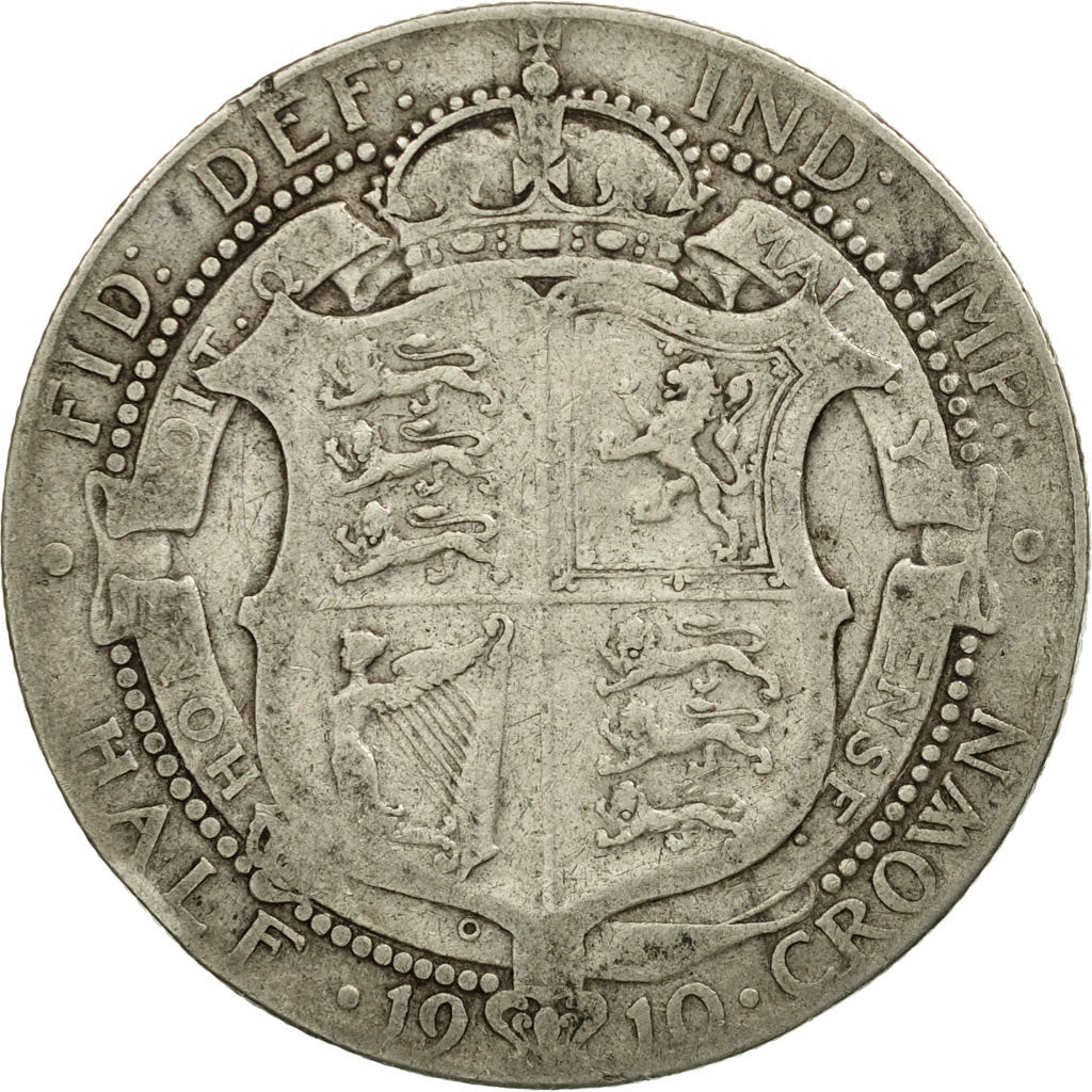 Coin, Great Britain, Edward VII, 1/2 Crown, 1910, VF(20-25), Silver, KM:802