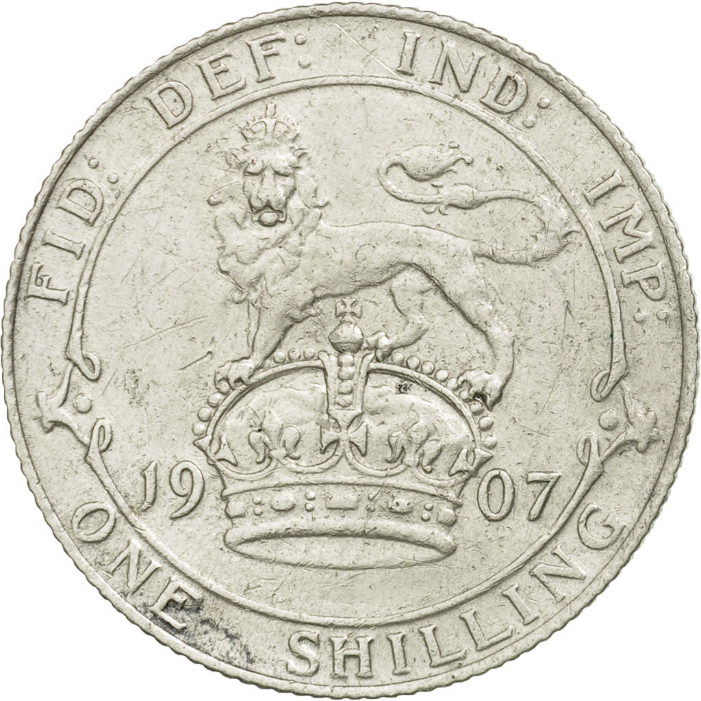 Coin, Great Britain, Edward VII, Shilling, 1907, EF(40-45), Silver, KM:800