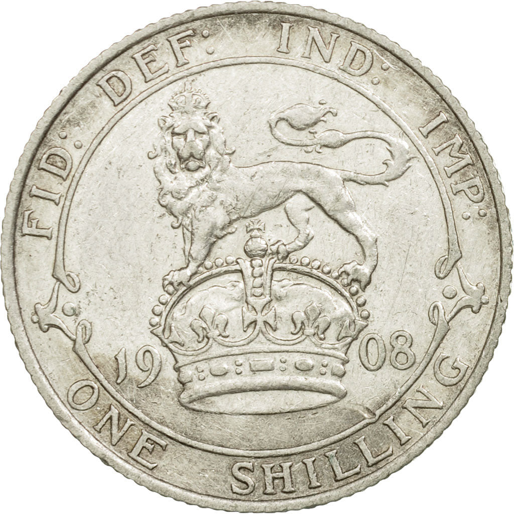 Coin, Great Britain, Edward VII, Shilling, 1908, EF(40-45), Silver, KM:800