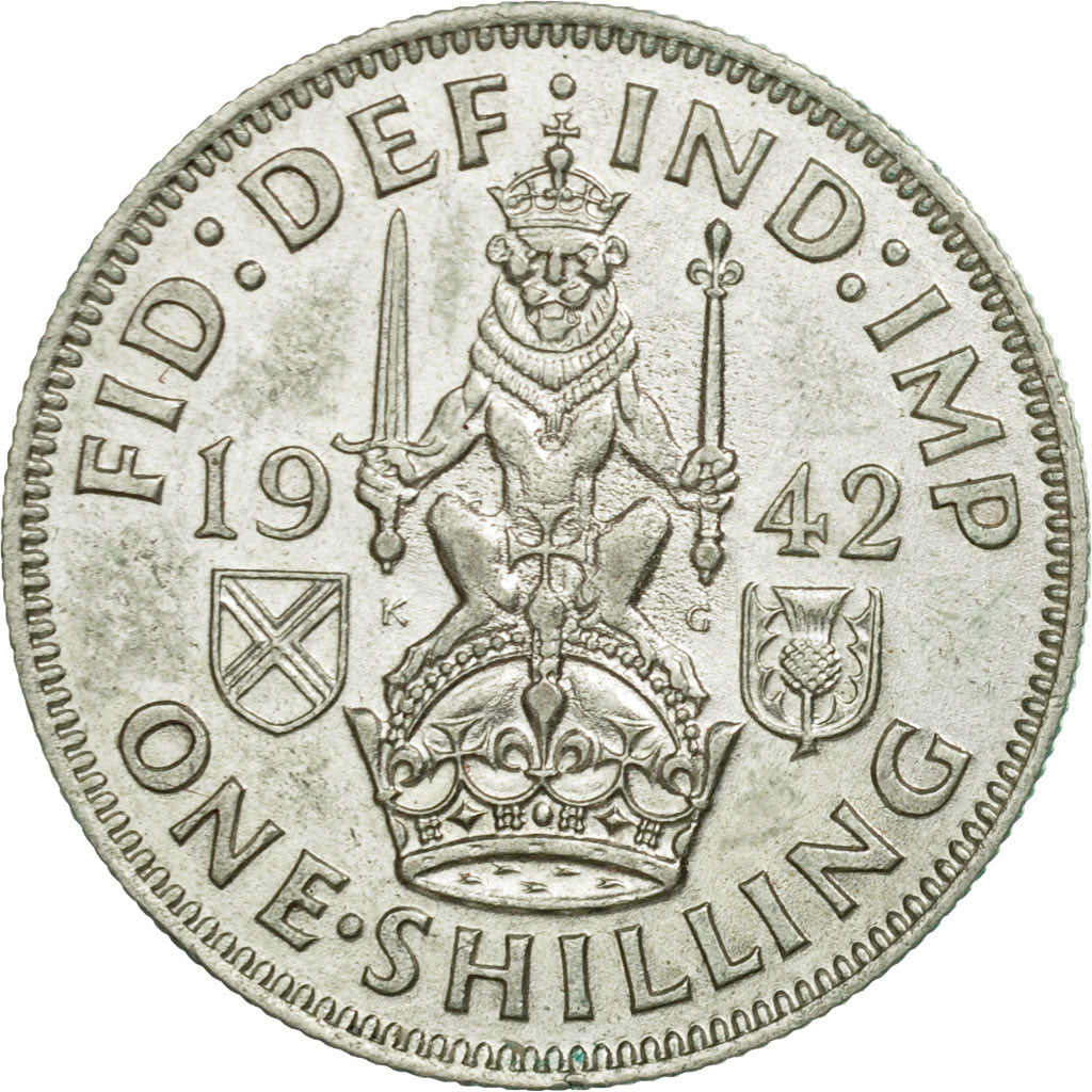 Coin, Great Britain, George VI, Shilling, 1942, EF(40-45), Silver, KM:854