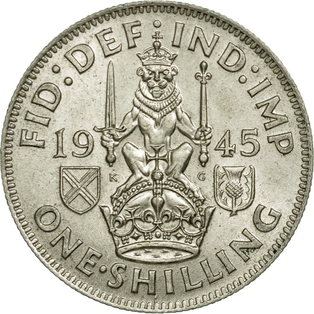 Coin, Great Britain, George VI, Shilling, 1945, EF(40-45), Silver, KM:854