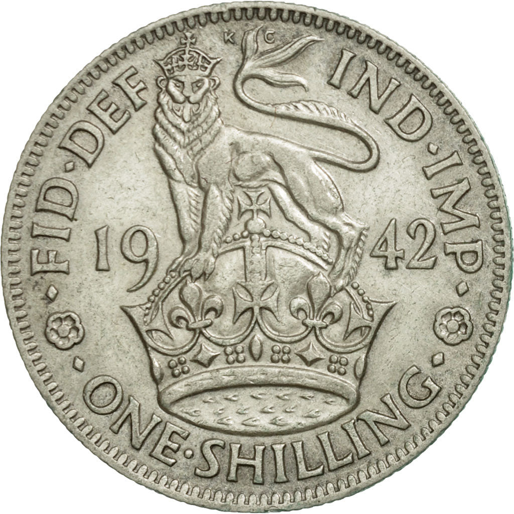 Coin, Great Britain, George VI, Shilling, 1942, EF(40-45), Silver, KM:854