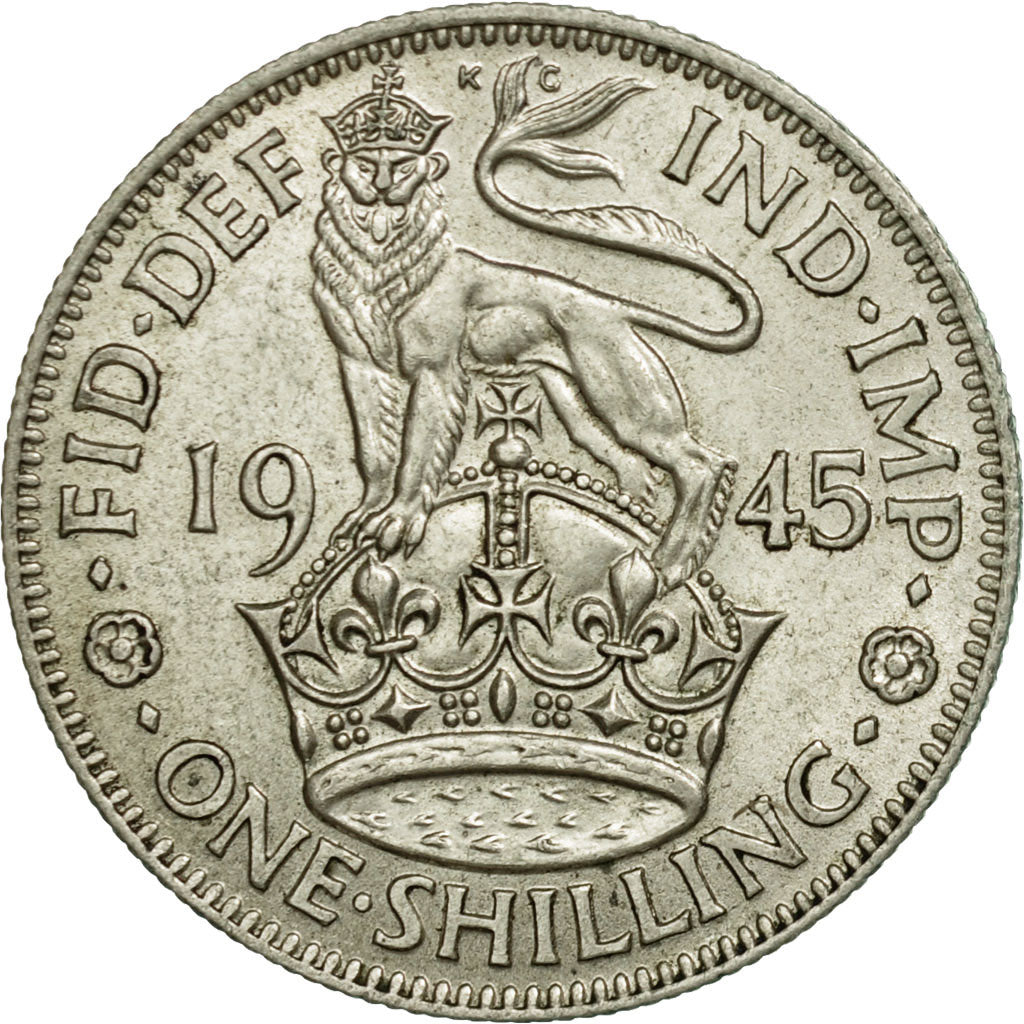 Coin, Great Britain, George VI, Shilling, 1945, EF(40-45), Silver, KM:854