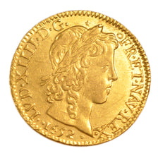 FRANCE, Louis d'or à la mèche longue, Louis D'or, 1652, Troyes, KM #157.18, AU(.