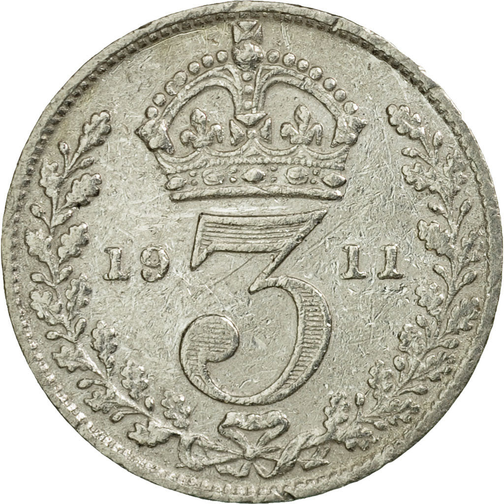 Coin, Great Britain, George V, 3 Pence, 1911, EF(40-45), Silver, KM:813
