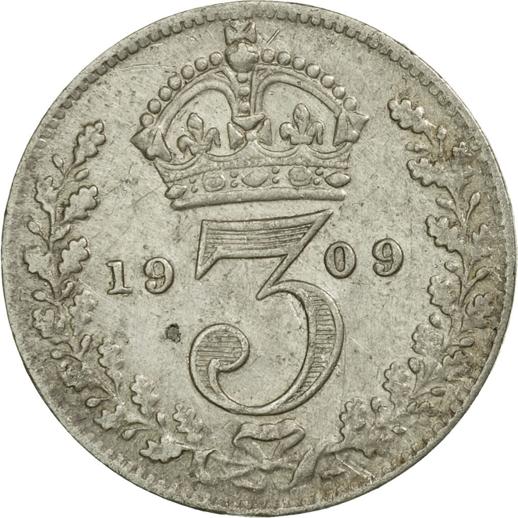 Monnaie, Grande-Bretagne, Edward VII, 3 Pence, 1909, TTB, Argent, KM:797.2