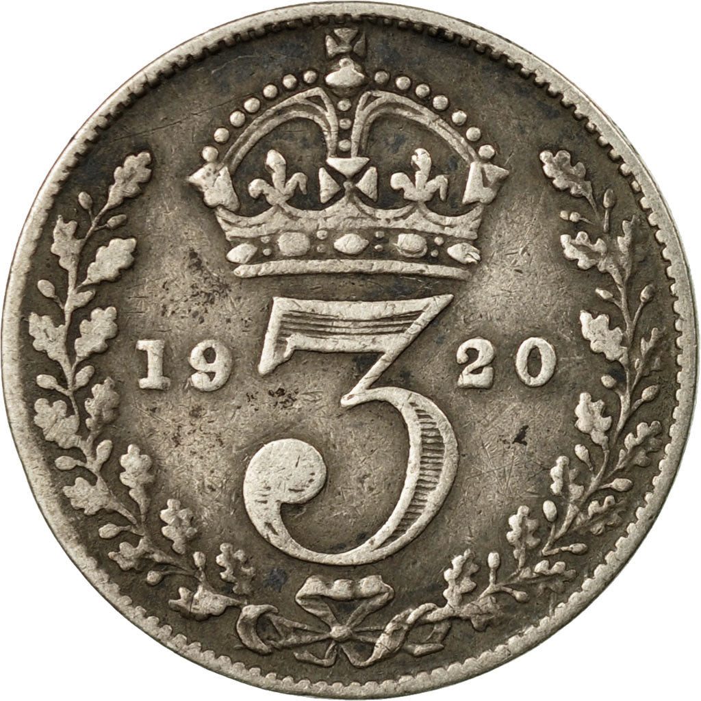Coin, Great Britain, George V, 3 Pence, 1920, EF(40-45), Silver, KM:813