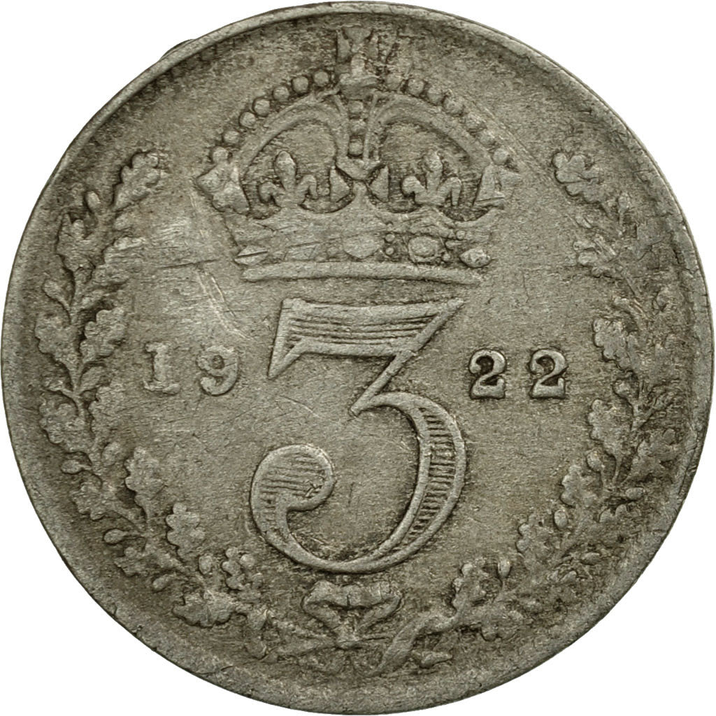 Coin, Great Britain, George V, 3 Pence, 1922, EF(40-45), Silver, KM:813a