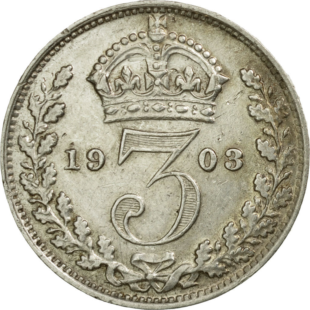 Monnaie, Grande-Bretagne, Edward VII, 3 Pence, 1903, TTB, Argent, KM:797.1