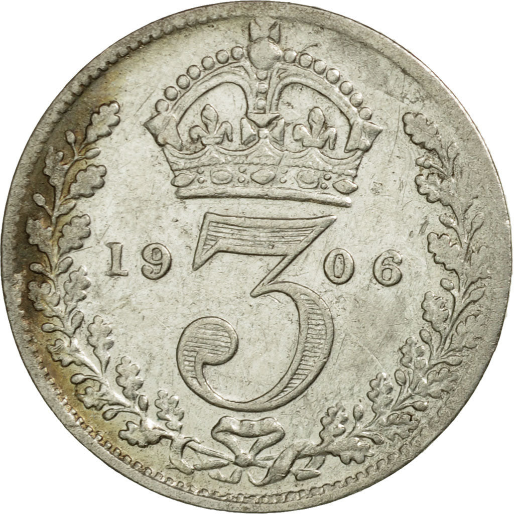Coin, Great Britain, Edward VII, 3 Pence, 1906, EF(40-45), Silver, KM:797.2