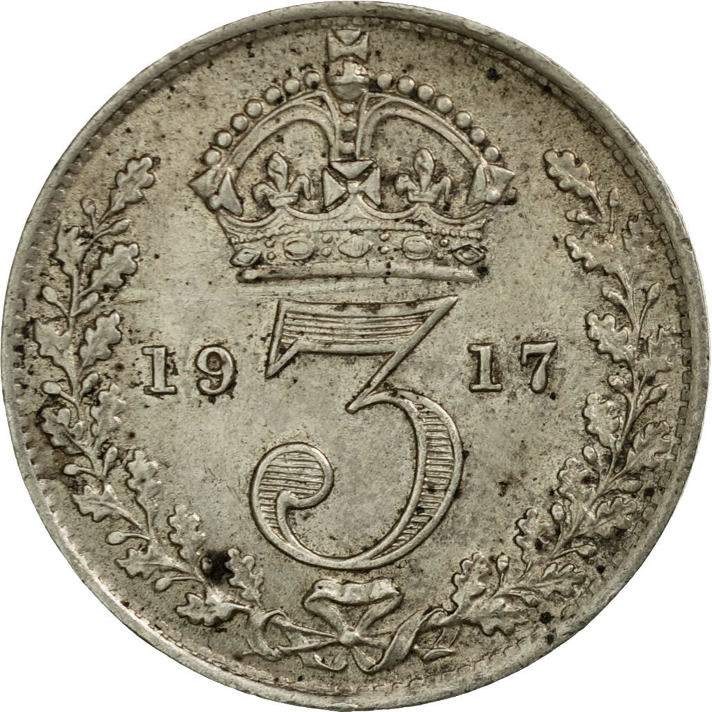Coin, Great Britain, George V, 3 Pence, 1917, EF(40-45), Silver, KM:813