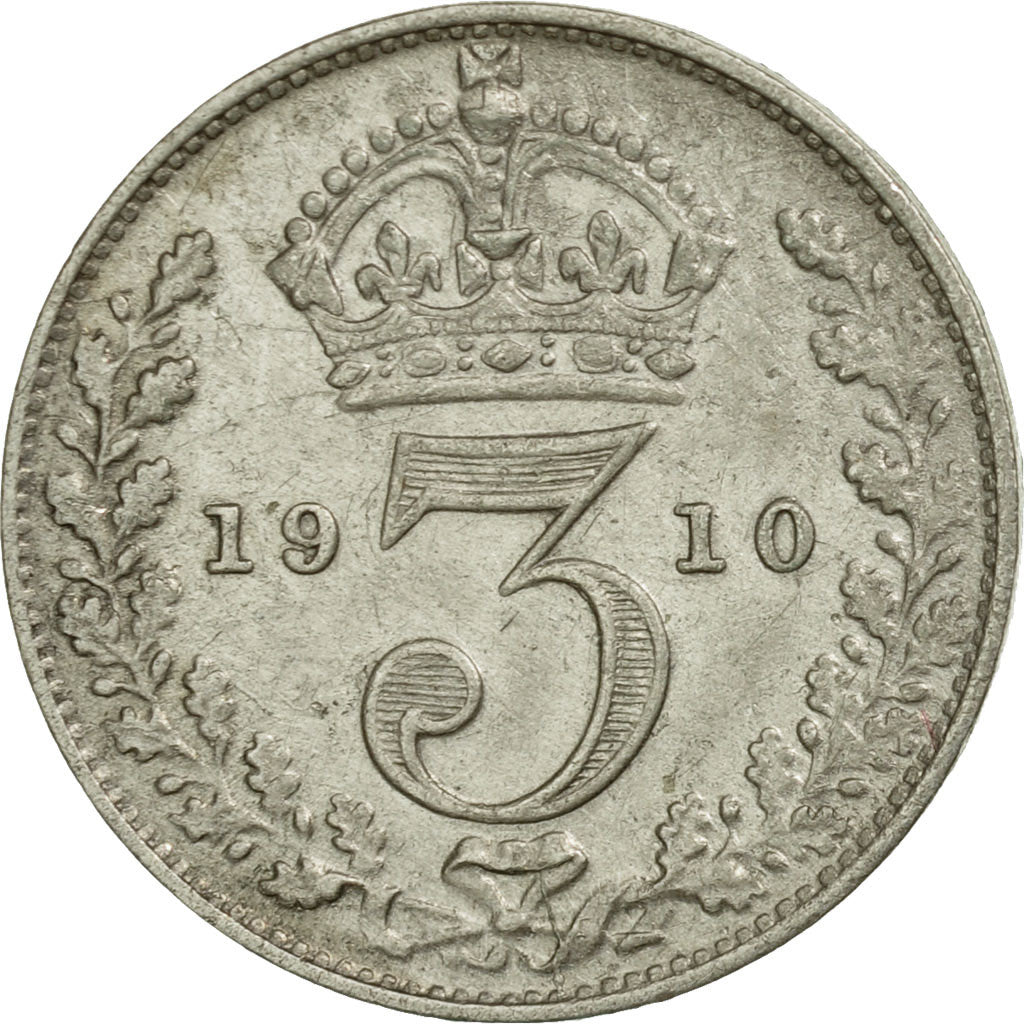 Coin, Great Britain, Edward VII, 3 Pence, 1910, EF(40-45), Silver, KM:797.2
