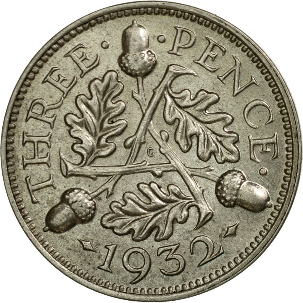 Coin, Great Britain, George V, 3 Pence, 1932, AU(55-58), Silver, KM:831