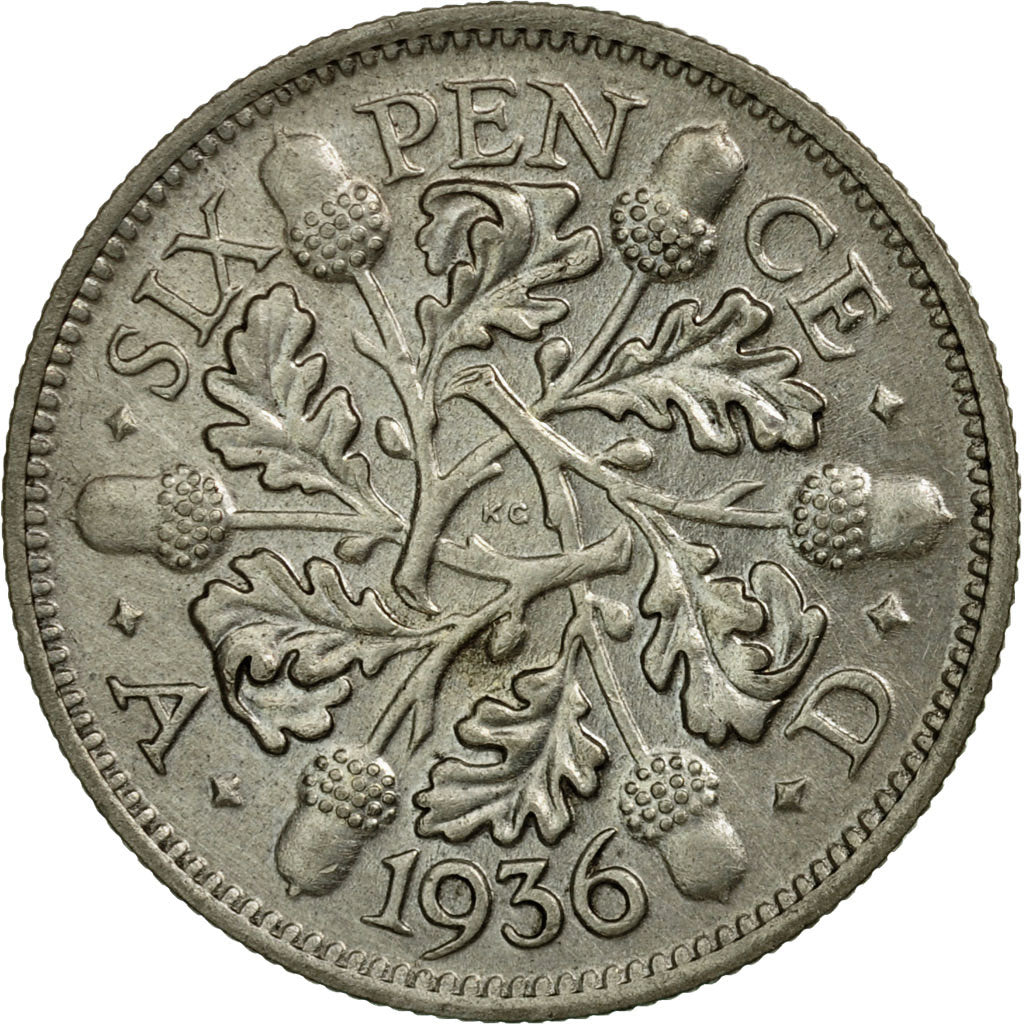 Coin, Great Britain, George V, 6 Pence, 1936, EF(40-45), Silver, KM:832
